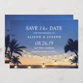 Save The Date Palm Beach Sunset String Lights Enregistrer la dat (Devant / Derrière)