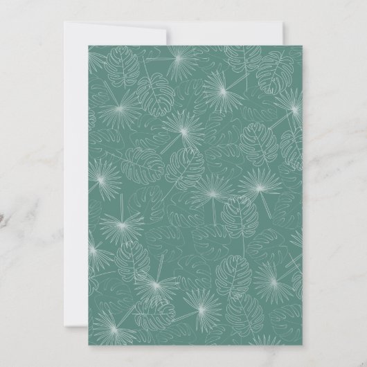 Save The Date Palm Feuille Tropical Seashell Aqua Mariage (Dos)