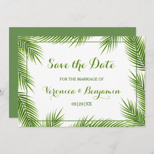 Save The Date Palm Feuilles Tropical Beach Mariage Enregistrer L