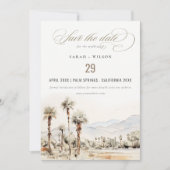 Save The Date Palm Springs California Watercolor Mariage (Devant)