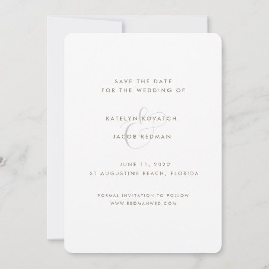 Save The Date Palm Tree Beach Boissons gratuites Mariage photo (Dos)