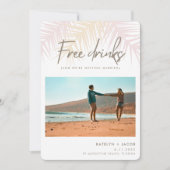 Save The Date Palm Tree Beach Boissons gratuites Mariage photo (Devant)