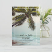 Save The Date Palm Tree Beach Destination Mariage Enregistrer la (Debout devant)