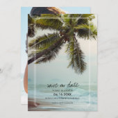 Save The Date Palm Tree Beach Destination Mariage Enregistrer la (Devant / Derrière)