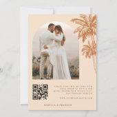Save The Date Palm Tree Beach Photo Terracotta QR Code Mariage (Dos)