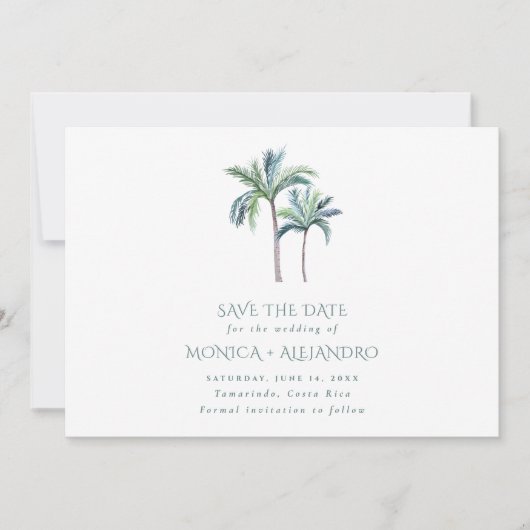 Save The Date Palm Tree Beach Tropical Mariage Photo (Devant)