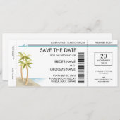 Save The Date Palm Tree Boarding Pass Enregistrer la date Invita (Devant / Derrière)