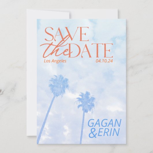 Save The Date Palm Tree De Los Angeles Sauvegardez La Date. Vint (Devant)