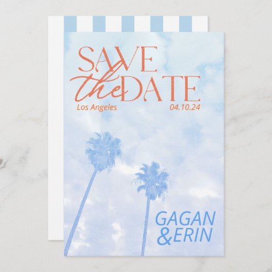 Save The Date Palm Tree De Los Angeles Sauvegardez La Date. Vint (Devant / Derrière)