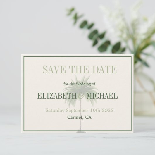 Save The Date Palm Tree élégant mariage moderne Enregistrer la d (Debout devant)