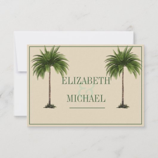Save The Date Palm Tree élégant mariage moderne Enregistrer la d (Dos)