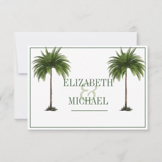 Save The Date Palm Tree élégant mariage moderne Enregistrer la d (Dos)