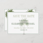 Save The Date Palm Tree élégant mariage moderne Enregistrer la d (Devant / Derrière)