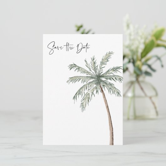 Save The Date Palm Tree photo Mariage de plage tropical (Debout devant)