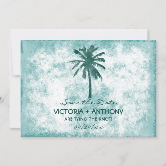 Save The Date Palm Tree Plage Tropical Mariage Enregistrer La Da (Devant)
