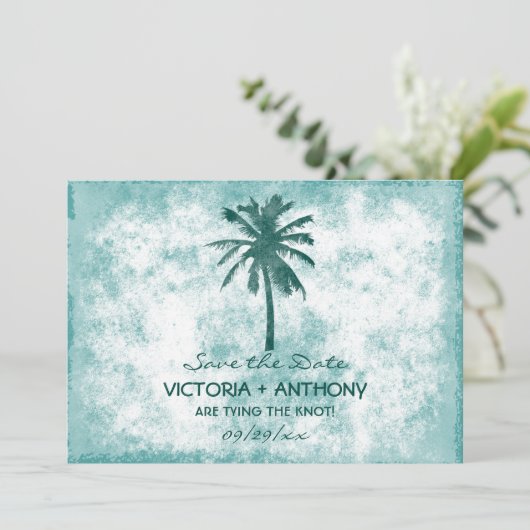Save The Date Palm Tree Plage Tropical Mariage Enregistrer La Da (Debout devant)