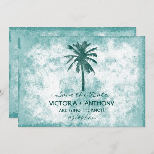 Save The Date Palm Tree Plage Tropical Mariage Enregistrer La Da (Devant / Derrière)