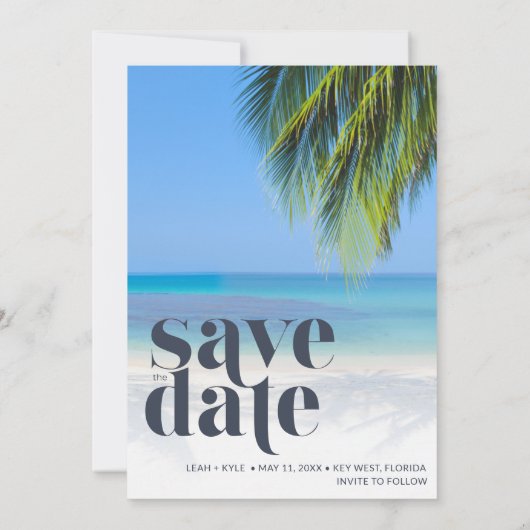 Save The Date Palm Tree Plage tropicale Mariage numérique (Dos)