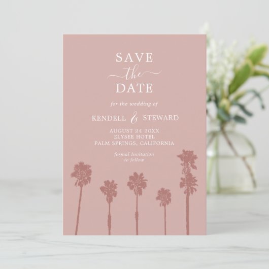 Save The Date Palm Tree Romance Mariage Suite Enregistrer la dat (Debout devant)