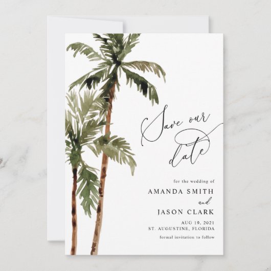 Save The Date Palm Tree Tropical Island Minimal Beach Save The D (Devant)