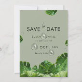 Save The Date Palme tropicale sauvage Feuille & photo Mariage mo (Devant)