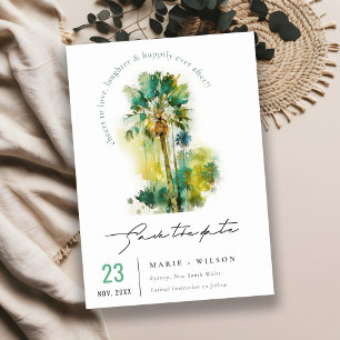 Save The Date Palmier à aquarelle tropicale jaune vert foncé