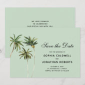 Save The Date Palmier à l'aquarelle Simple Tropical (Devant / Derrière)