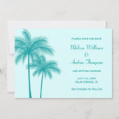Save The Date Palmier bleu turquoise Enregistrer la date Annonce (Devant)