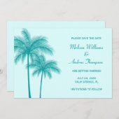 Save The Date Palmier bleu turquoise Enregistrer la date Annonce (Devant / Derrière)