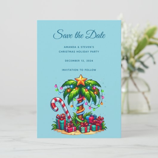 Save The Date Palmier de Noël tropical (Debout devant)