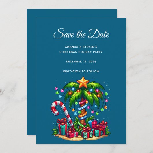 Save The Date Palmier de Noël tropical (Devant / Derrière)