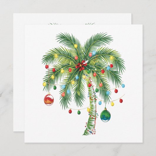 Save The Date Palmier de Noël tropical avec lumières et ornam (Devant / Derrière)