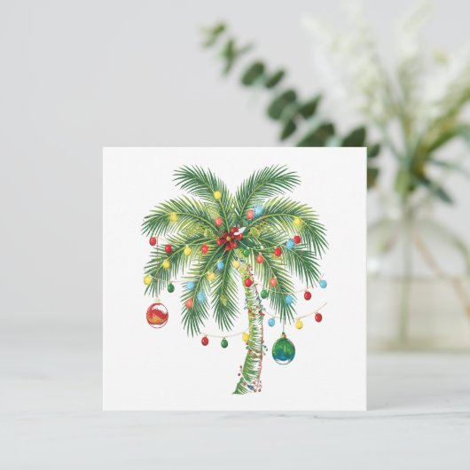 Save The Date Palmier de Noël tropical avec lumières et ornam (Debout devant)