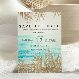 Save The Date Palmier d'or moderne photo de plage enregistrer la