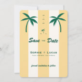 Save The Date Palmier rétro Monogramme Plage tropicale Mariage (Devant)