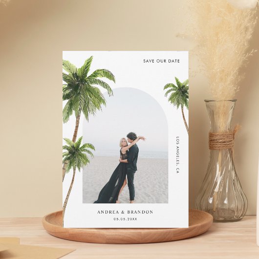 Save The Date Palmier Tropical Arche Photo Mariage de Destinatio