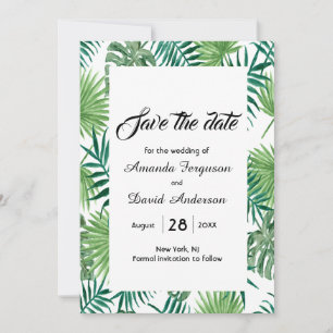 Save The Date Palmier tropical feuille verdure enregistrer la ca