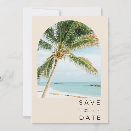Save The Date Palmier tropical Key West Beach Mariage (Devant)