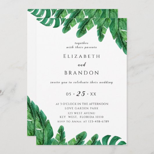 Save The Date Palmier tropical sauvage (Devant / Derrière)