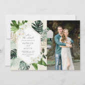 Save The Date palmier tropical verdure photo mariage enregistrer (Devant)