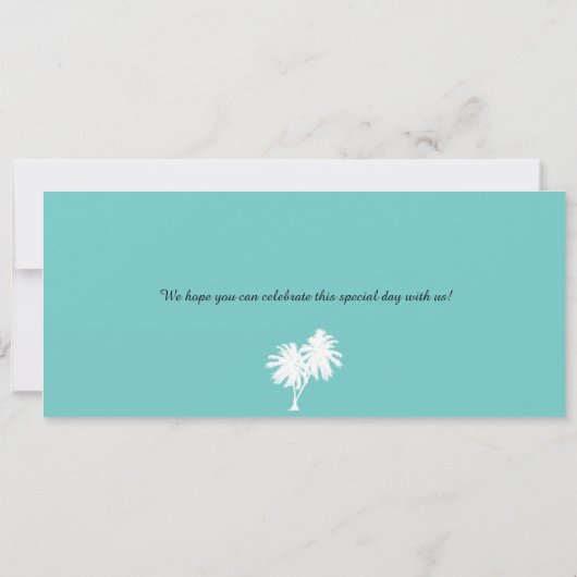 Save The Date Palmier turquoise Enregistrer la date de l'embarqu (Dos)