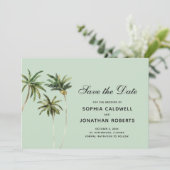 Save The Date Palmiers à l'aquarelle Simple Tropical (Debout devant)