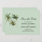 Save The Date Palmiers à l'aquarelle Simple Tropical (Devant / Derrière)