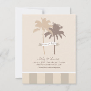 Save The Date Palmiers Beige Neutre Mariage de plage