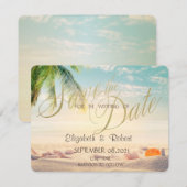 Save The Date Palmiers Coquillages Mariage Plage Enregistrer La (Devant / Derrière)