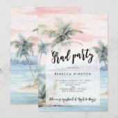 Save The Date palmiers coucher de soleil remise de diplômes invi (Devant / Derrière)