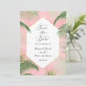 Save The Date Palmiers de corail Tropical Botanical Gold Foil (Debout devant)