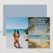 Save The Date Palmiers de Ocean Beach dans un pot Mason pour mar (Devant / Derrière)