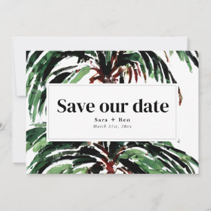 Save The Date Palmiers Peints Beach Wedding Photo