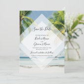 Save The Date Palmiers Tropical Plage Mariage Enregistrer La Dat (Debout devant)